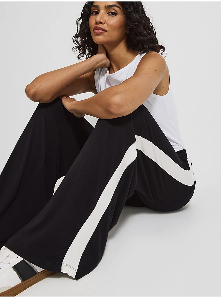 Black Side Stripe Wide Leg Joggers - Image 3